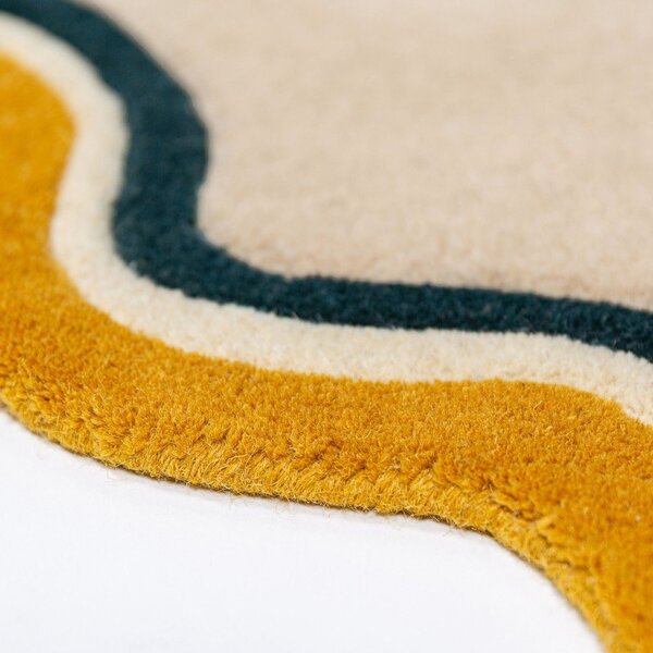 Wełniany okrągły dywan tkany ręcznie w naturalnym kolorze ø 180 cm Leo Scallop – Flair Rugs