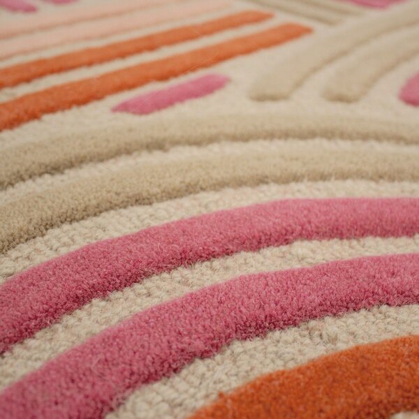 Różowy wełniany dywan tkany ręcznie 140x200 cm Spiral Shaped – Flair Rugs