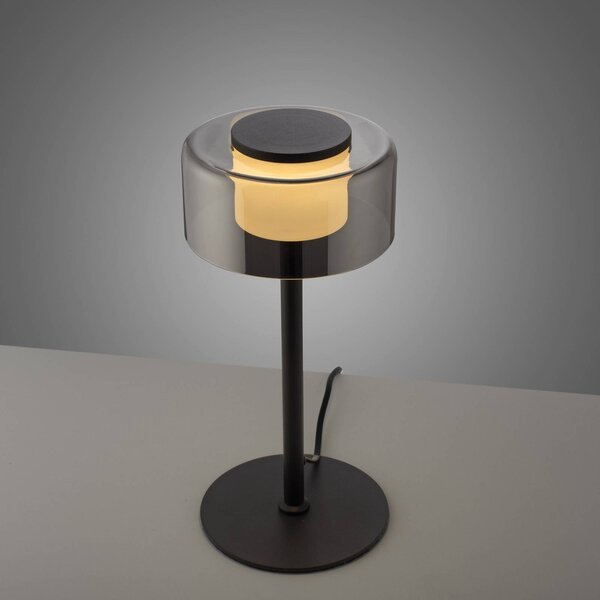 Paul Neuhaus Lampa stołowa LED Rika, możliwość ściemniania, czarny, salon / jadalnia, szkło, nowoczesny