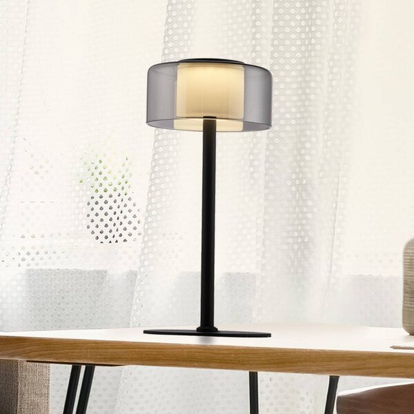 Paul Neuhaus Lampa stołowa LED Rika, możliwość ściemniania, czarny, salon / jadalnia, szkło, nowoczesny