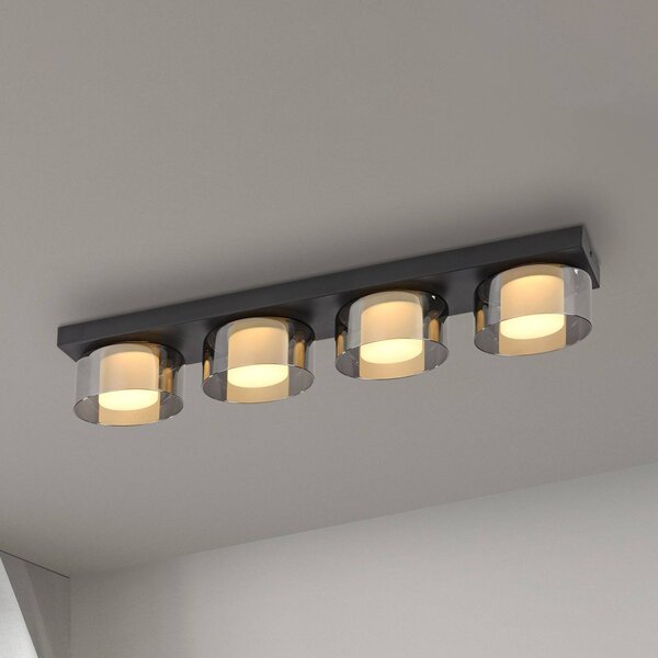 Paul Neuhaus Lampa sufitowa LED Rika, możliwość ściemniania, czarny, salon / jadalnia, szkło, nowoczesny