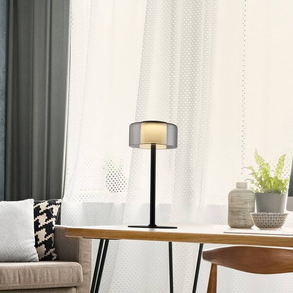 Paul Neuhaus Lampa stołowa LED Rika, możliwość ściemniania, czarny, salon / jadalnia, szkło, nowoczesny