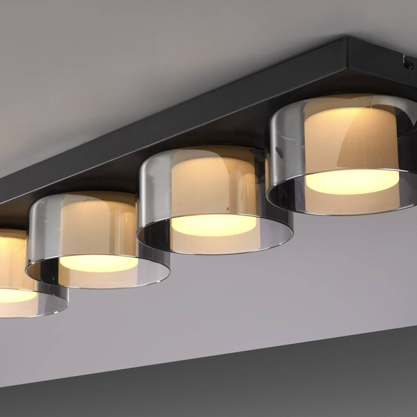 Paul Neuhaus Lampa sufitowa LED Rika, możliwość ściemniania, czarny, salon / jadalnia, szkło, nowoczesny