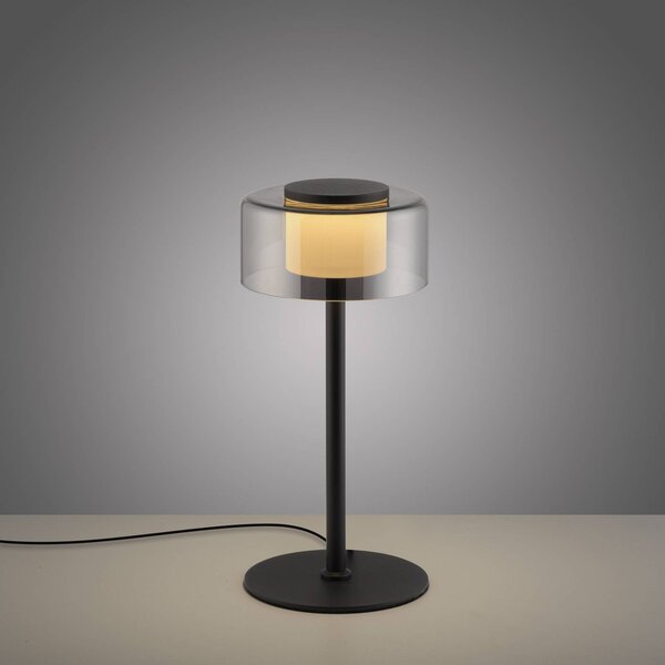 Paul Neuhaus Lampa stołowa LED Rika, możliwość ściemniania, czarny, salon / jadalnia, szkło, nowoczesny