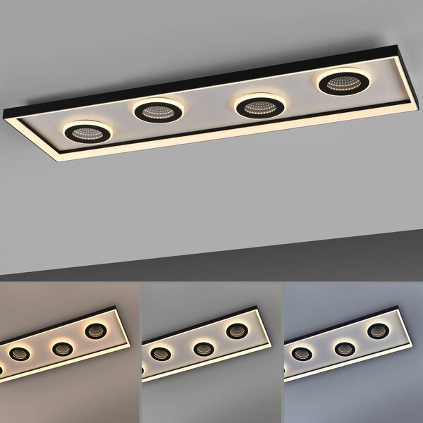 Paul Neuhaus Lampa sufitowa LED Dune, możliwość ściemniania, czarny, salon / jadalnia, aluminium, nowoczesny