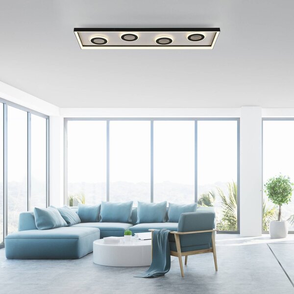 Paul Neuhaus Lampa sufitowa LED Dune, możliwość ściemniania, czarny, salon / jadalnia, aluminium, nowoczesny