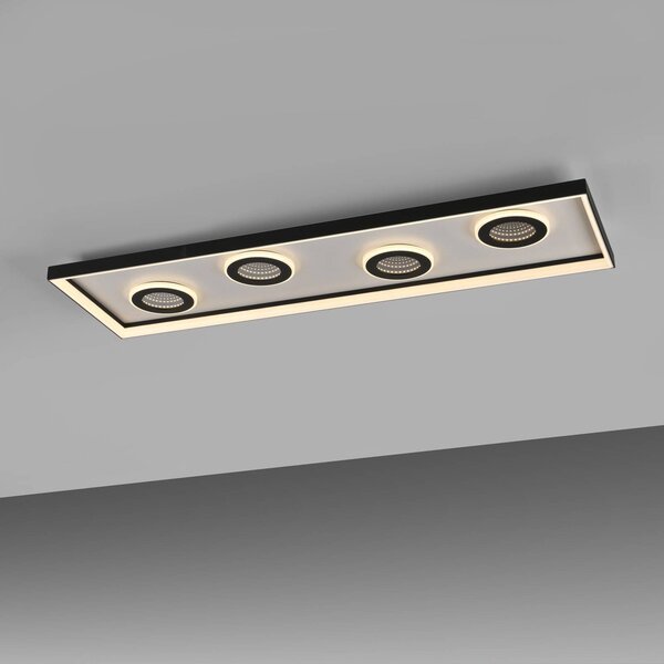 Paul Neuhaus Lampa sufitowa LED Dune, możliwość ściemniania, czarny, salon / jadalnia, aluminium, nowoczesny