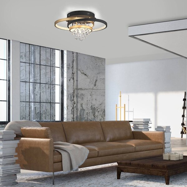 Paul Neuhaus Lampa sufitowa LED Rotazo, możliwość ściemniania, czarny, salon / jadalnia, aluminium, nowoczesny