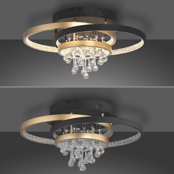 Paul Neuhaus Lampa sufitowa LED Rotazo, możliwość ściemniania, czarny, salon / jadalnia, aluminium, nowoczesny