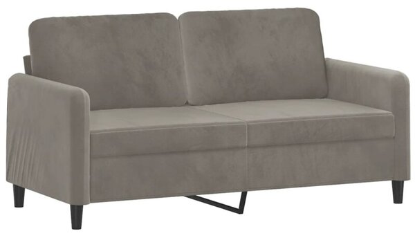 Sofa 2-osobowa, jasnoszara, 140 cm, tapicerowana aksamitem