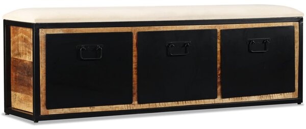 Ławka do przechowywania, 3 szuflady, drewno mango, 120x30x40 cm