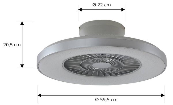Wentylator sufitowy LED Lindby Smart Paavo, srebrny, cichy, Tuya Paavo Lindby, możliwość ściemniania, aluminiowy / szary / cynkowy, salon / jadalnia, tworzywo sztuczne, nowoczesny