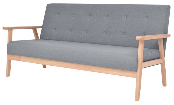 Sofa 3-osobowa, tapicerowana tkaniną, jasnoszara