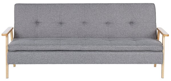 Sofa rozkładana z funkcją spania tapicerowana pikowana jasnoszara Tjorn Beliani