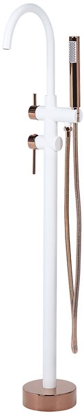 Nowoczesna bateria wannowa wolnostojąca mosiężna biało-miedziana Tugela Beliani