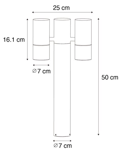 Stojąca lampa ogrodowa czarna 50 cm 2-światłowa regulowana - Duo