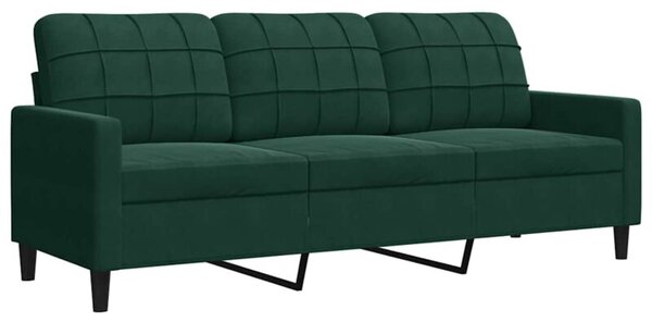 Sofa 3-osobowa, ciemnozielony, 180 cm, obita aksamitem