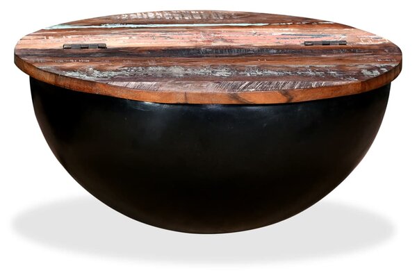 Stolik kawowy z drewna odzyskanego, kształt misy