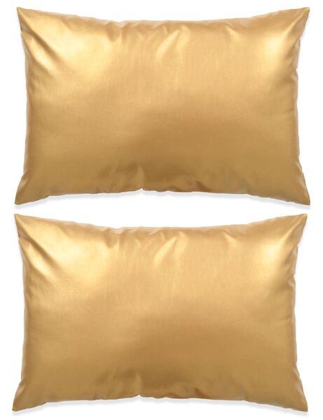 Zestaw dwóch poduszek PU w kolorze złotym 40 x 60 cm