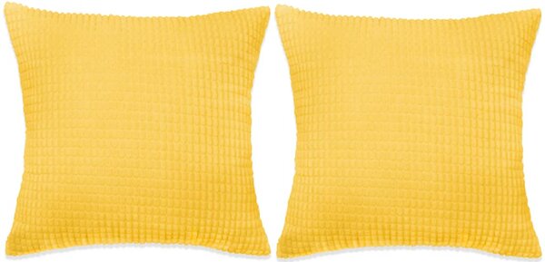Zestaw 2 poduszek z weluru, w kolorze żółtym, 60x60 cm