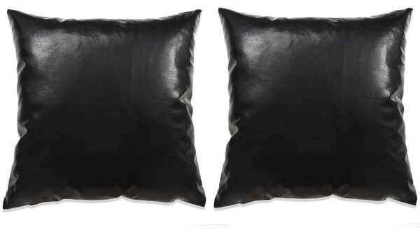 2-częściowy zestaw poduszek z PU, 60x60 cm, czarny