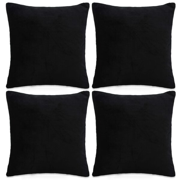Poszewki na poduszki, 4 szt,. tkanina, 80x80 cm, czarne