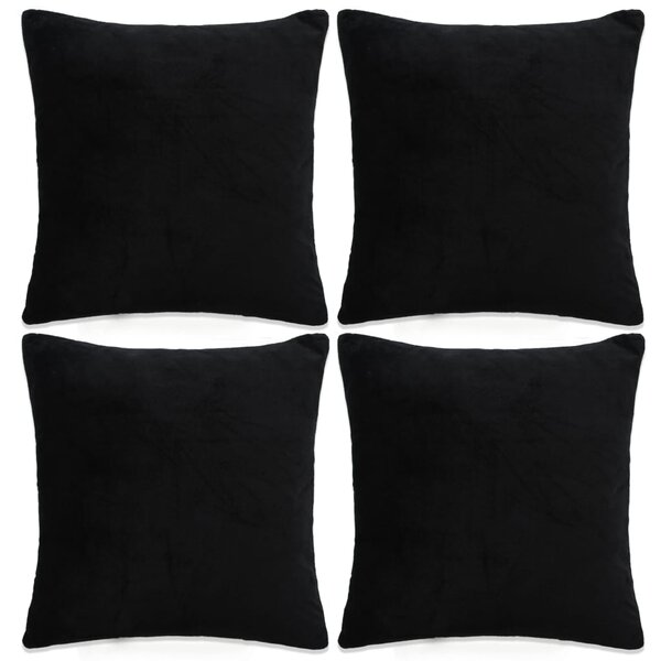 Poszewki na poduszki, 4 szt, tkanina, 50x50 cm, czarne