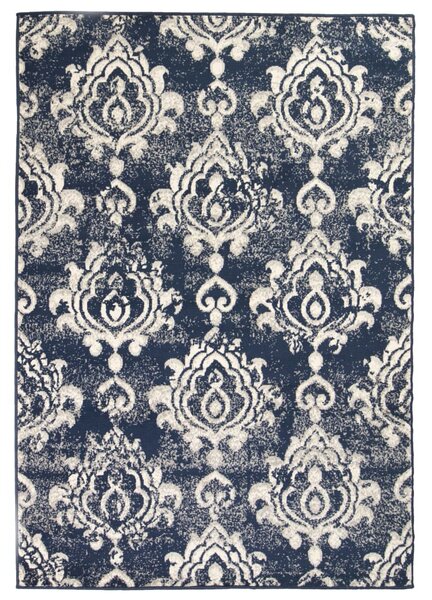 Nowoczesny dywan, wzór Paisley, 80 x 150 cm, beżowo-niebieski