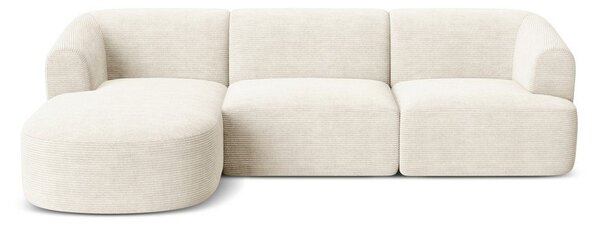 Beżowy sztruksowy narożnik (lewostronny/z szezlongiem) Campi – Cosmopolitan Design