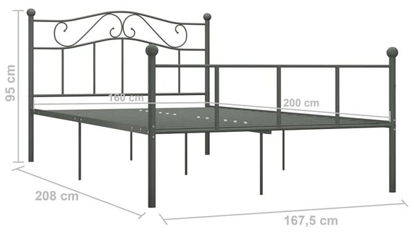 Szare metalowe łóżko 160x200 cm Z8-N17