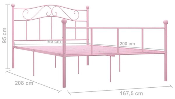Różowe metalowe łóżko w stylu loft 160x200 cm F4-M55