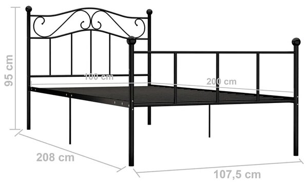 Czarne Pojedyncze Łózko Metalowe 100X200 Cm L5-W73