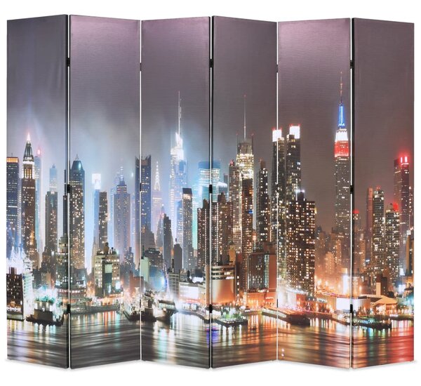Składany parawan, 228x170 cm, wzór Nowy Jork nocą