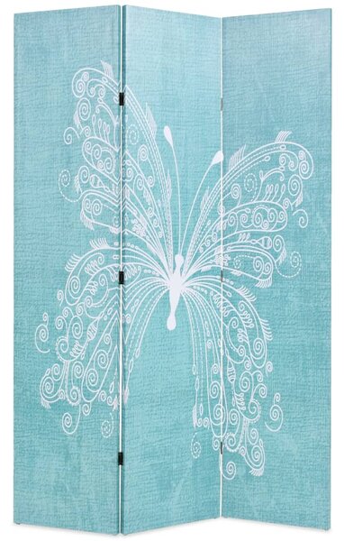 Składany parawan, 120x170 cm, niebieski z motylem