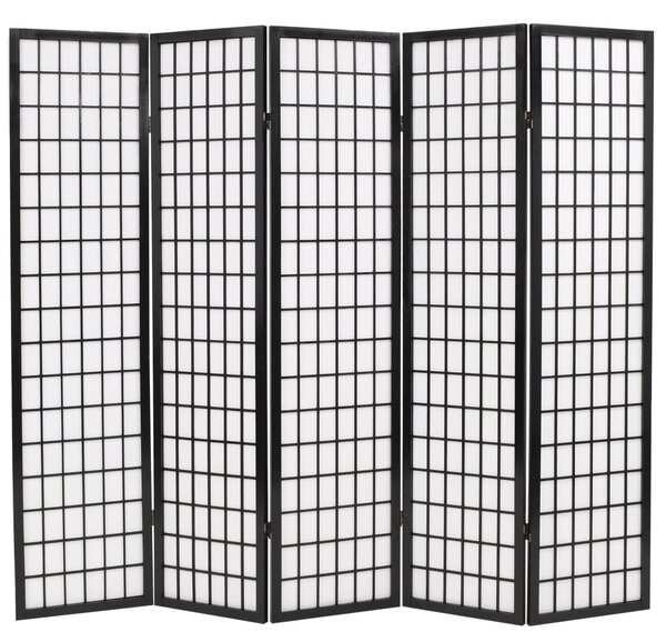 Składany parawan 5-panelowy w stylu japońskim, 200x170, czarny
