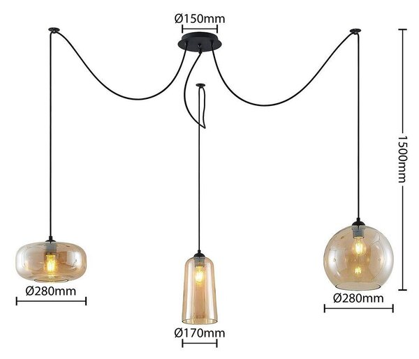 Lucande - Zyli 3 Lampa Wisząca Amber