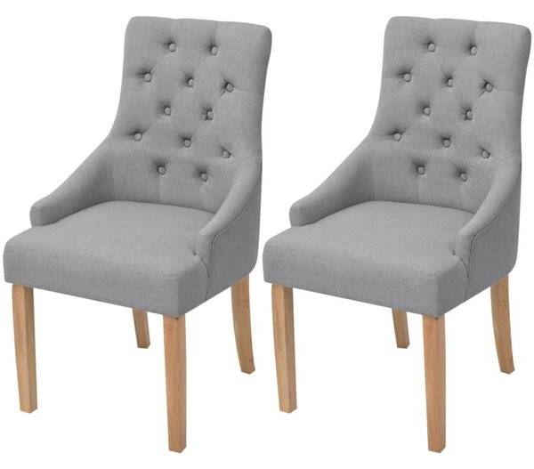 Krzesła stołowe, 2 szt., jasnoszare, obite tkaniną