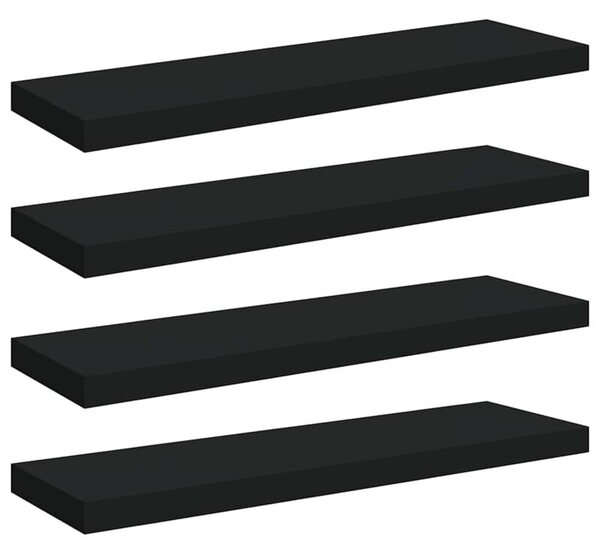 Półki ścienne, 4 szt., czarne, 80 x 23,5 x 3,8 cm, mdf
