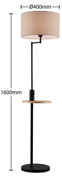 Lindby - Zinia Lampa Podłogowa Black/Grey/Wood