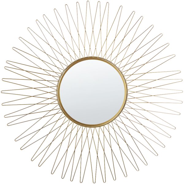 Ozdobne lustro okrągłe złote w kształcie słońca 70 cm Saumur Beliani