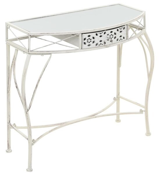 Stolik boczny w stylu francuskim, metalowy, 82x39x76 cm, biały