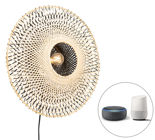 Inteligentny Kinkiet / Lampa scienna bambusowy 50 cm z wtyczką z WiFi A60 - Rina Oswietlenie wewnetrzne