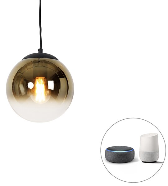 Inteligentna lampa wisząca czarna ze złotym szkłem 20 cm z WiFi A60 - Pallon Oswietlenie wewnetrzne