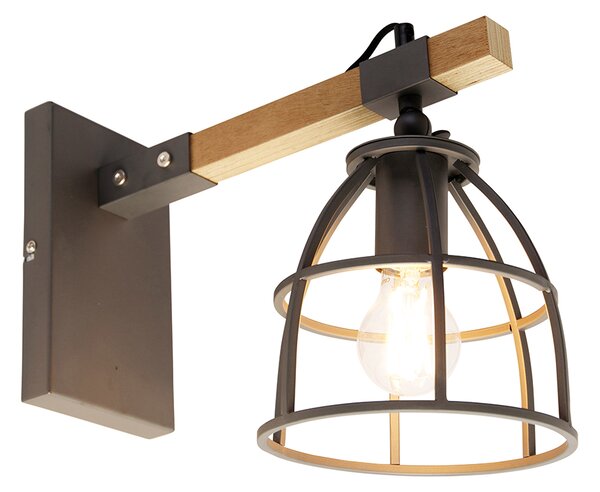 Inteligentny Kinkiet / Lampa scienna ciemnoszary z regulacją drewna z WiFi A60 - Arthur Oswietlenie wewnetrzne