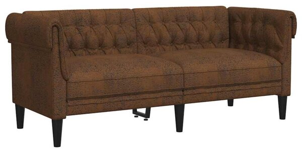 Sofa chesterfield, dwuosobowa, brÄ zowa, obita tkaninÄ