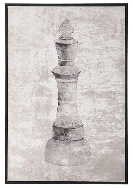Obraz drukowany płótno rama pionek szachy 63 x 93 cm szary Budrio Beliani
