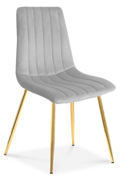Stylowe Krzesło tapicerowane TUX jasny szary / złota noga