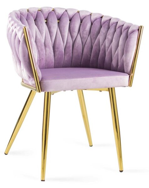 Krzesło kubełkowe w nowoczesnym stylu LARISSA - różowy / noga złota
