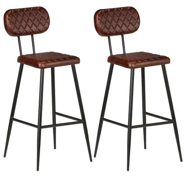 Krzesła barowe, 2 szt., brązowe, skóra naturalna