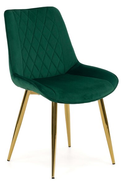 EMWOmeble Krzesło Glamour zielone DC-6020 welur, złote nogi